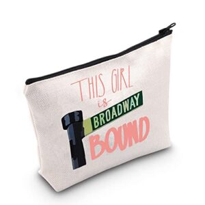 pofull musical theatre student performer gift drama gift for daughter broadway gift this girl is broadway bound zipper pouch bag (this girl is broadway bound bag)
