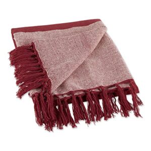 dii striped throw collection urban cityscape border, barn red