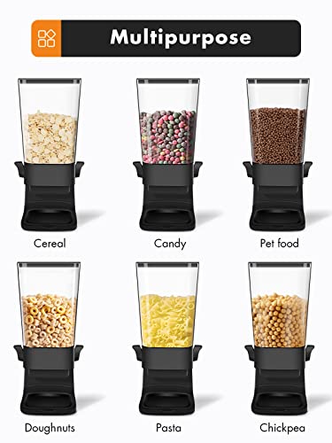 Conworld Cereal Dispenser Countertop, Large Capacity Rice Dispenser Cereal Container Storage, Not Easy to Crush Food, Dry Food Dispenser for Rice, Candy & Snack, Black (5.5 Qt)