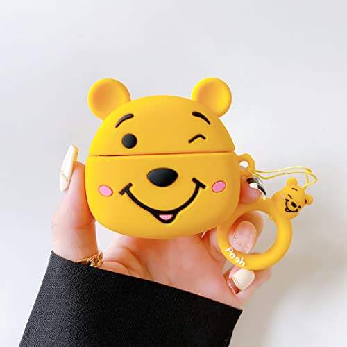 COCOMII Cartoon Case Compatible with AirPods 3 - Silicone, Slim, Matte, Cute Funny Animated, Anxiety & Stress Relief, Keychain Ring, Fingerprint Resistant, Anti-Scratch, Shockproof (Winnie The Pooh)