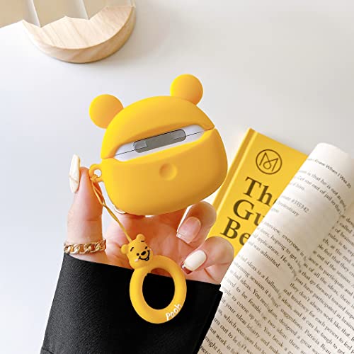 COCOMII Cartoon Case Compatible with AirPods 3 - Silicone, Slim, Matte, Cute Funny Animated, Anxiety & Stress Relief, Keychain Ring, Fingerprint Resistant, Anti-Scratch, Shockproof (Winnie The Pooh)