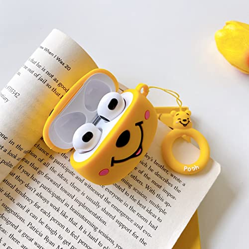 COCOMII Cartoon Case Compatible with AirPods 3 - Silicone, Slim, Matte, Cute Funny Animated, Anxiety & Stress Relief, Keychain Ring, Fingerprint Resistant, Anti-Scratch, Shockproof (Winnie The Pooh)