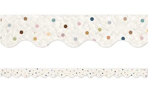 teacher created resources everyone is welcome dots scalloped border trim (tcr7158)