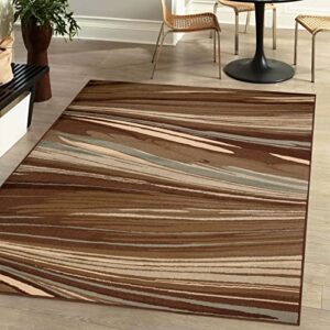 superior 5' x 8' indoor runner area rug with jute backing, modern floor decor for home hallway, living room, floor cover, entryway, bedroom, modern abstract multi-colored, taupe