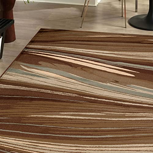 SUPERIOR 5' x 8' Indoor Runner Area Rug with Jute Backing, Modern Floor Decor for Home Hallway, Living Room, Floor Cover, Entryway, Bedroom, Modern Abstract Multi-Colored, Taupe