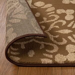 SUPERIOR Indoor Area Rug or Runner, Jute Backing, Modern Farmhouse Floral Color Block, Ideal for Entryway, Living Room, Kitchen, Bedroom, Hallway, Floor Cover, Rockhill Collection, 4' x 6', Beige