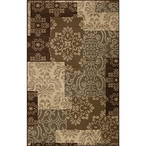 SUPERIOR Indoor Area Rug or Runner, Jute Backing, Modern Farmhouse Floral Color Block, Ideal for Entryway, Living Room, Kitchen, Bedroom, Hallway, Floor Cover, Rockhill Collection, 4' x 6', Beige