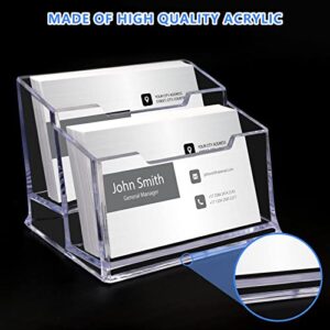 FYY Clear Business Card Holder for Desk,Acrylic Business Card Stand Business Card Holder Display with 2 Tier for Office-Clear