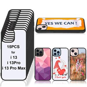 15 pieces sublimation blanks phone case bulk cover protective anti-scratch soft shockproof slim covers compatible with iphone, 3 models (compatible with iphone 13 pro, 13, 13 pro max, black)
