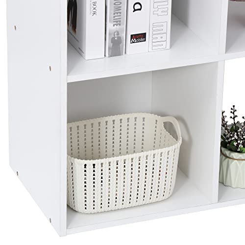 JupiterForce 9 Cube Storage Organizer Wooden Display Shelf W/ 5 Removable Back Panels, Customizable Bookcase Bookshelf for Home, Office, Bedroom and Living Room (White)