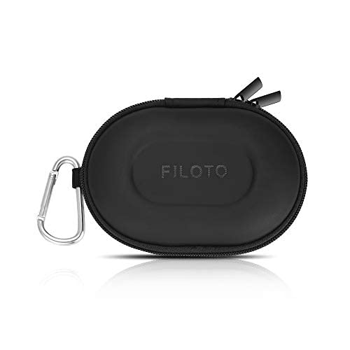 Filoto Earbud Case, AirPods Pro 2nd Generation Case Portable Carrying Case Small Storage Bag, Earphone Accessories Organizer Hard EVA Shockproof Cover with Carabiner Clip (Black)