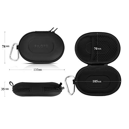 Filoto Earbud Case, AirPods Pro 2nd Generation Case Portable Carrying Case Small Storage Bag, Earphone Accessories Organizer Hard EVA Shockproof Cover with Carabiner Clip (Black)