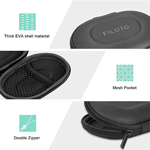 Filoto Earbud Case, AirPods Pro 2nd Generation Case Portable Carrying Case Small Storage Bag, Earphone Accessories Organizer Hard EVA Shockproof Cover with Carabiner Clip (Black)