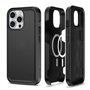 cucicu magnetic case for iphone 12/13 pro max case, heavy duty case compatible with magsafe, military grade drop protective shockproof lightweight slim case for iphone 12/13 pro max 6.7 inch(black)