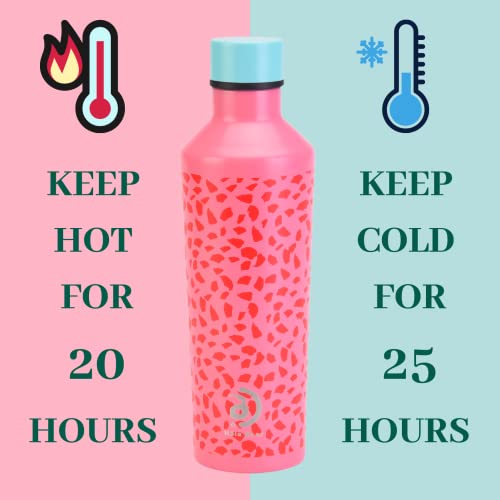 Holabear Metal Water bottle for Women,Insulated Double Wall Stainless Steel Thermos for Hot and Cold Drinks,17oz/500ml Sport Outdoor Tumbler Pink