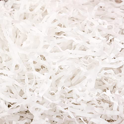 HAPPY POTATO 0.5 LB White Shredded Paper for Gift Baskets, Crinkle Cut Paper Shred Filler, Crinkle Paper for Gift Wrapping