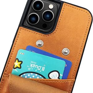 LUCKYCOIN Crossbody iPhone 13 Pro Max Case - Genuine Leather Wallet, Card Slots, Adjustable Strap, 6.7", Brown