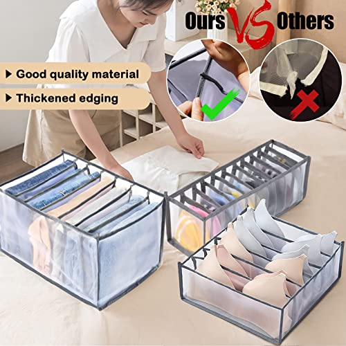 TIGARI Wardrobe Clothes Organizer, Drawer Organizer for Clothing, Closet Organizers and Storage, Drawer Dividers for Clothes, Mesh Separation Box for Thin Jeans, Trousers, T-shirts, Skirts