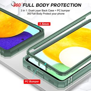 LeYi for Samsung A52 5G / A52s 5G, Galaxy A52 5G Case with Slide Camera Cover + [2 Pack] Tempered Glass Screen Protector, 360 Full Body Military-Grade Phone Case with Ring Kickstand for A52 5G, Green