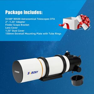 SVBONY SV48P Telescope, 90mm Aperture F5.5 Refractor OTA for Adults Beginners, Telescopes for Deep Sky Astrophotography and Visual Astronomy