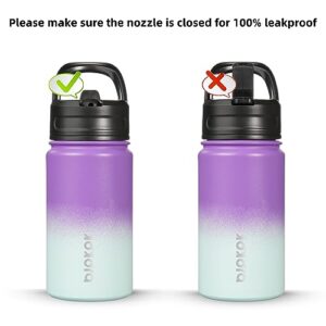 BJPKPK Kids Water Bottle with Straw Lid, 15oz Stainless Steel Water Bottles, Insulated Water Bottle for School, Reusable Leak Proof BPA Free Flask, Lavender