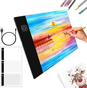 portable led a5 painting light pad tracing white led artcraft light box bright pad for sketching, diamond painting (a5)