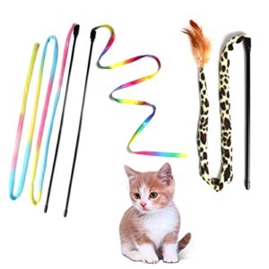 m jjypet cat wand toys, interactive kitten toys for indoor cats,colorful cat teaser wand string for cat kitten exercise-3pcs