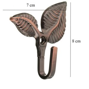 AKOAK Pack of 2, Metal Leaf Shape Wall Decoration Hook, Retro Curtain Door Wall Hat Hook, Can Hang Coat, Scarf, Bag, Key (Red Bronze)