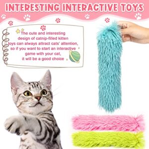 Civaner 6 Pcs Catnip Toys Interactive Cat Kicker Toy Plush Fabric Kick Sticks Chasing Chewing Exercising Filled Chew for Puppy Kitty (Grass Green, Blue, Pink, 10.6 Inch)