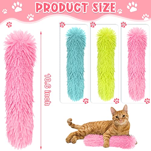 Civaner 6 Pcs Catnip Toys Interactive Cat Kicker Toy Plush Fabric Kick Sticks Chasing Chewing Exercising Filled Chew for Puppy Kitty (Grass Green, Blue, Pink, 10.6 Inch)