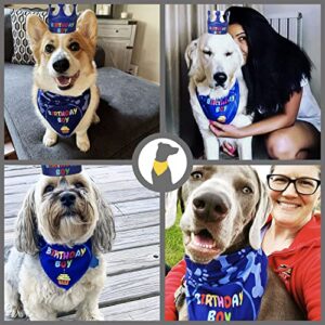 Odi Style Dog Birthday Party Supplies - Dog Birthday Bandana Set - Birthday Boy Bandana for Medium, Large Dogs, Party Hat, Crown and Cute Dog Birthday Banner with It's My Birthday Mother Puppers Sign