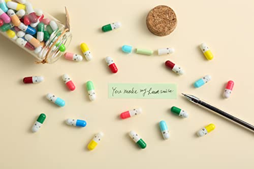 MUSHENJI 101PCS Cute Capsule Message Love Letters Plastic Capsule Love Letters in Wish Bottle,Lover Gift for Anniversary,Valentines,and Long Distance Relationships-Mixed Color