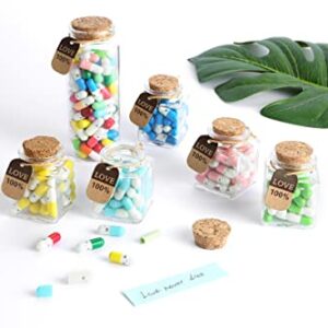 MUSHENJI 101PCS Cute Capsule Message Love Letters Plastic Capsule Love Letters in Wish Bottle,Lover Gift for Anniversary,Valentines,and Long Distance Relationships-Mixed Color