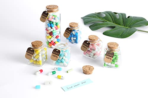 MUSHENJI 101PCS Cute Capsule Message Love Letters Plastic Capsule Love Letters in Wish Bottle,Lover Gift for Anniversary,Valentines,and Long Distance Relationships-Mixed Color