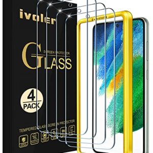 ivoler [4 Pack] Screen Protector for Samsung Galaxy S21 FE 5G 2022 [Not Fit Galaxy S21] Tempered Glass with [Alignment Frame] Easy Installation Anti-Scratch HD Clear, 6.4 Inch