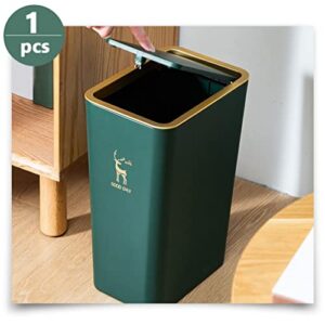 Trash Can Garbage Bin Wastebasket: Bathroom Rubbish Can Trash Barrel Waste Basket Garbage Bucket with Press Type Lid for Office Kitchen Bedroom Green