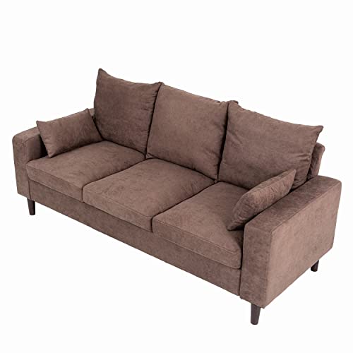 Panana Convertible Sectional Sofa Couch Modern L-Shaped Couch 3 Seater Fabric Sofa for Small Space(Brown)