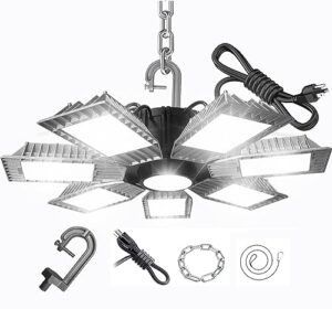 300w led shop light, 6500k, 1000w eq- ultra-bright high bay for workshop, 30000lm plug-in with hanging hook, safety rope - ideal for garage, warehouse, residential barn, factory, workshop lighting