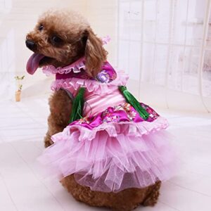 guohanfsh Pet Accessories,Pet Costume Chinese Style Dress-up Skin-Friendly Dogs Cats Tulle Princess Dress Pet Supplies Pet Clothes Tassels Decor for