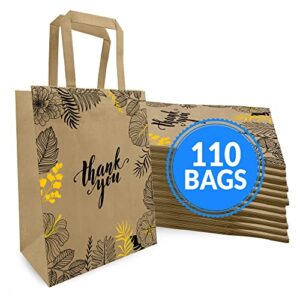 reli. paper bags | 110 pcs bulk | 8"x4.5"x10.25" | paper thank you bags | brown paper bags with handles, printed | small thank you gift bags for guests | gifts, wedding, merchandise, business