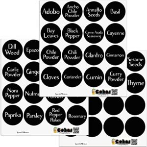 Cohas Chalkboard Labels for Libbey 4.5 Ounce Glass Spice Jars includes 48 Preprinted Labels, Spanish and Mexican Spices