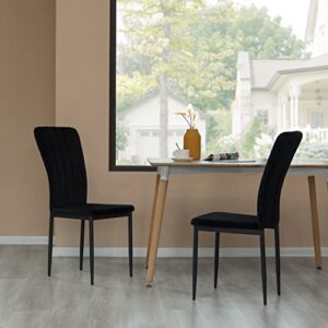 Fabulaxe Black Modern and Contemporary Tufted Velvet Upholstered Accent Dining Chair, Set of 4