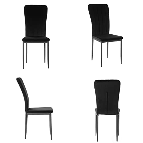 Fabulaxe Black Modern and Contemporary Tufted Velvet Upholstered Accent Dining Chair, Set of 4