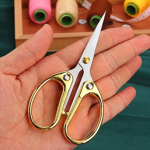 Aemoe 5inch All Stainless Steel Office Scissors,Ultra Sharp Blade Shears,Sturdy Sharp Scissors for Office Home School Sewing Fabric Craft Supplies Multipurpose Scissors Gold(SC0005-GOLD-S)