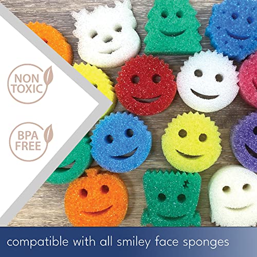 Storage Theory Suction Cup Sponge Holder - White Bathroom and Kitchen Sink Organizer for Smiley Face Sponges - No Sponges Included - 2 Pack