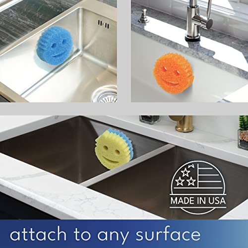 Storage Theory Suction Cup Sponge Holder - White Bathroom and Kitchen Sink Organizer for Smiley Face Sponges - No Sponges Included - 2 Pack