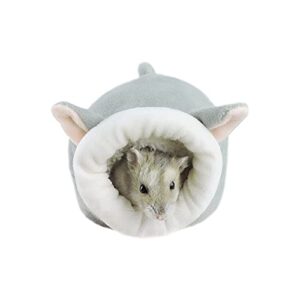 wishlotus hamster bed, mini soft and warm hamster house cute non-slip hamster sleeping nest small animals bedding house for dwarf hamsters, mini hedgehogs and small pets (grey)