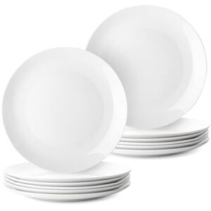 btat- white dinner plates, set of 12, white plates, white dinner plates bulk, white plate set, plates, dinner plates, plates set, restaurant dishes, white porcelain dinner plates