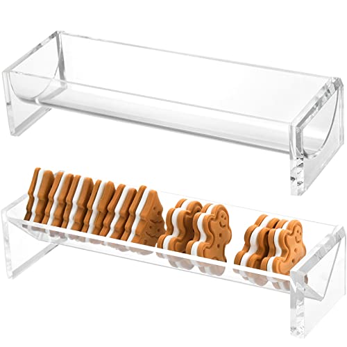 SOUJOY 2 Pack Cracker Tray for Serving, Acrylic Biscuit Stand Cracker Server, Rectangular Clear Food Display Holder For Countertop, Home, Wedding Events, Parties And Events