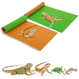 Tfwadmx 2 Pack Reversible Reptile Carpet, 39’’ x 20’’ Terrarium Bedding Substrate Liner Lizard Soft Mats Reptile Cage Mat Supplies and Tongs for Bearded Dragon Tortoise Leopard Gecko Snake